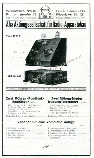 Afra Aktiengesellschaft f&uuml;r Radio Apperatebau