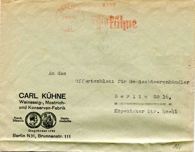 Offertenblatt Essig K&uuml;hne