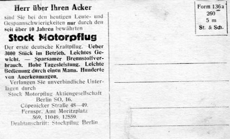 Werbekarte Motorpflug AG