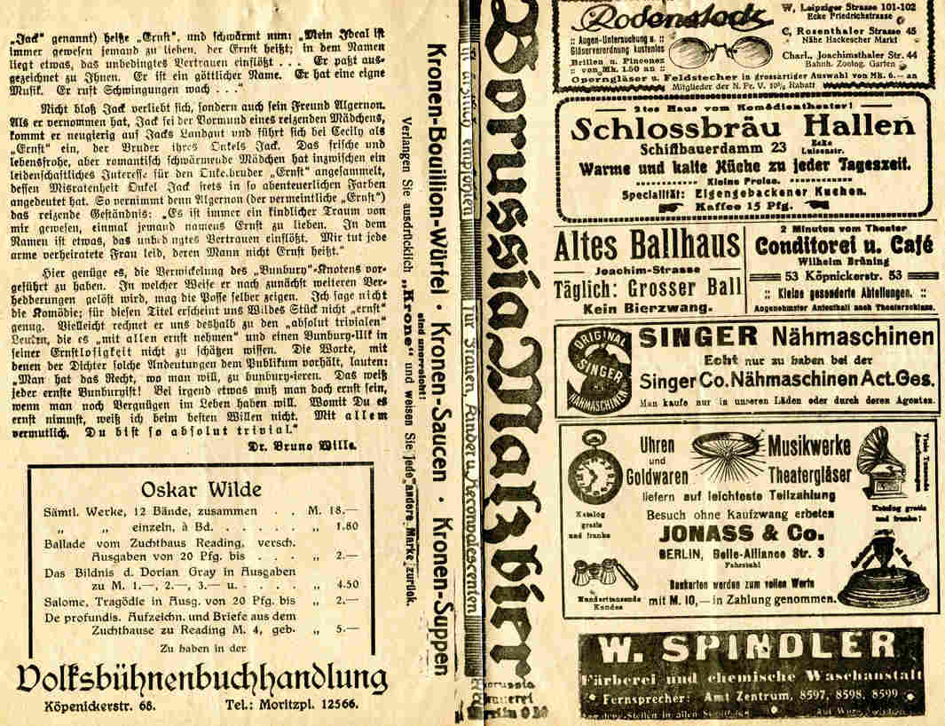 Programm Neues Volks-Theater 1913