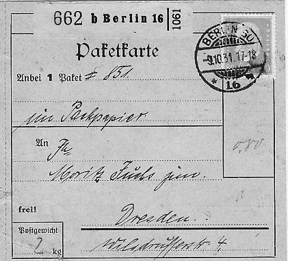 Paketkarte Poststempel SO16