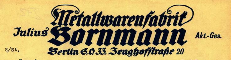 Briefkopf der Metallwarenfabrik Bornmann