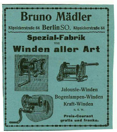 Werbeanzeige Bruno M&auml;dler 1908