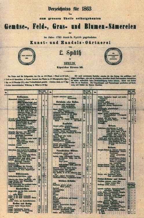 Sp&auml;th Preisliste